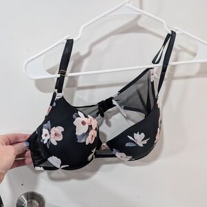 Floral Black and Pink Bra Nicole Miller